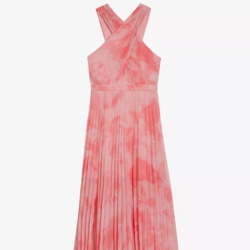 TED BAKER Mirelia cross-front pleated woven midi dress